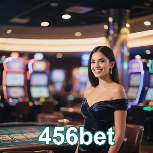 Imagem de um cassino com o logo do 456bet, plataforma de apostas e jogos online